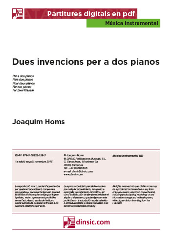 Dues invencions per a dos pianos