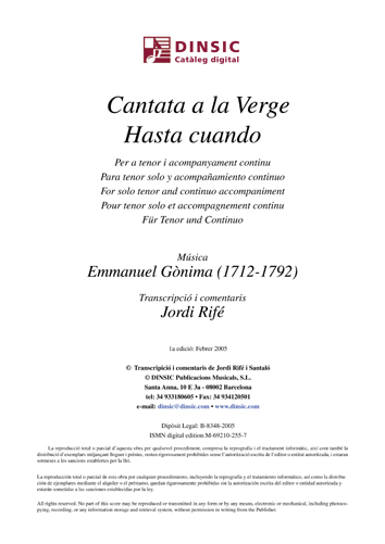 Cantata a la Virgen  Hasta cuando