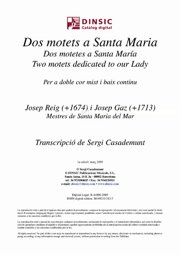 Dos motets a Santa Maria